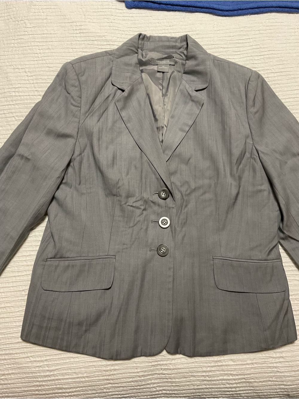 Ann Taylor Grey Three-Button Tailored Blazer